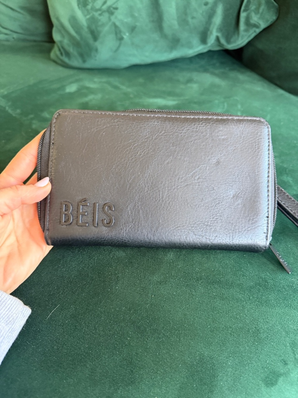 BEIS Black Zip-Around Wristlet Wallet